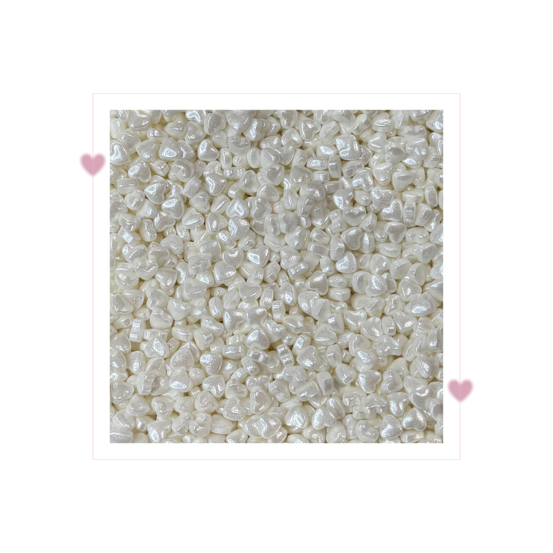 Mini White shimmer Hearts